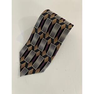 Cocktail Colors Tequila 100% Silk Men's Neck Tie Gold & Silver Geometric JL
